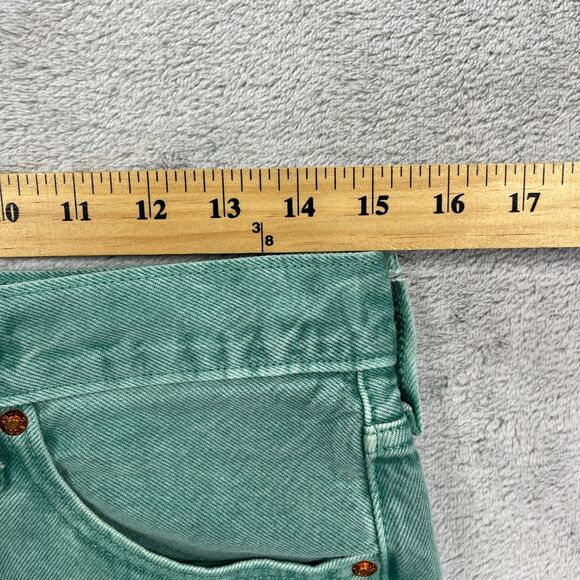 Levis 501 Crop Jeans Womens 28x26 Green Denim Cotton Rare Straight Leg High Rise - Picture 12 of 16